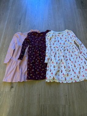 Old Navy Girls' Long Sleeve Tiered Dresses - Pink, Maroon, White